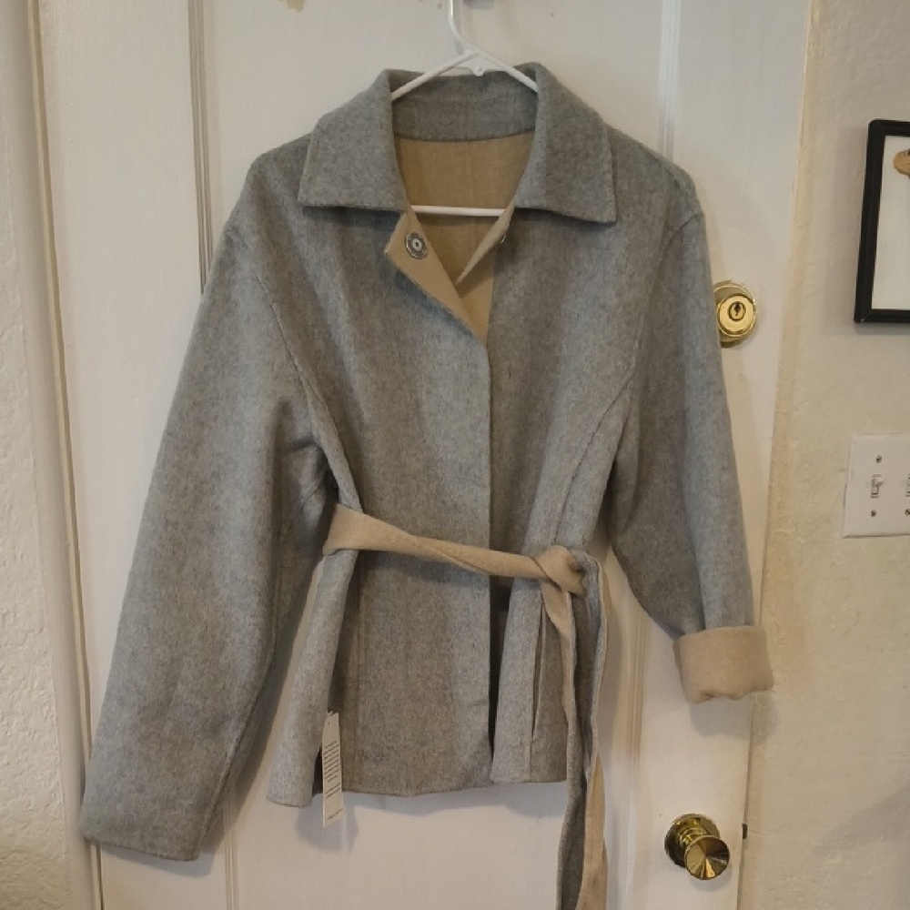 NWT Lafayette 148 | New York Gray and Tan Trench Coat